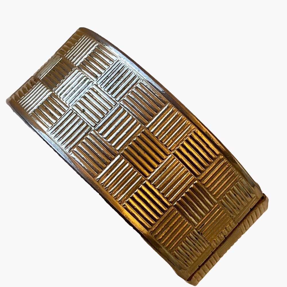 Coro Vintage Hinged Bracelet Gold Tone Basket Weave Signed FLAW - Picture 11 of 12